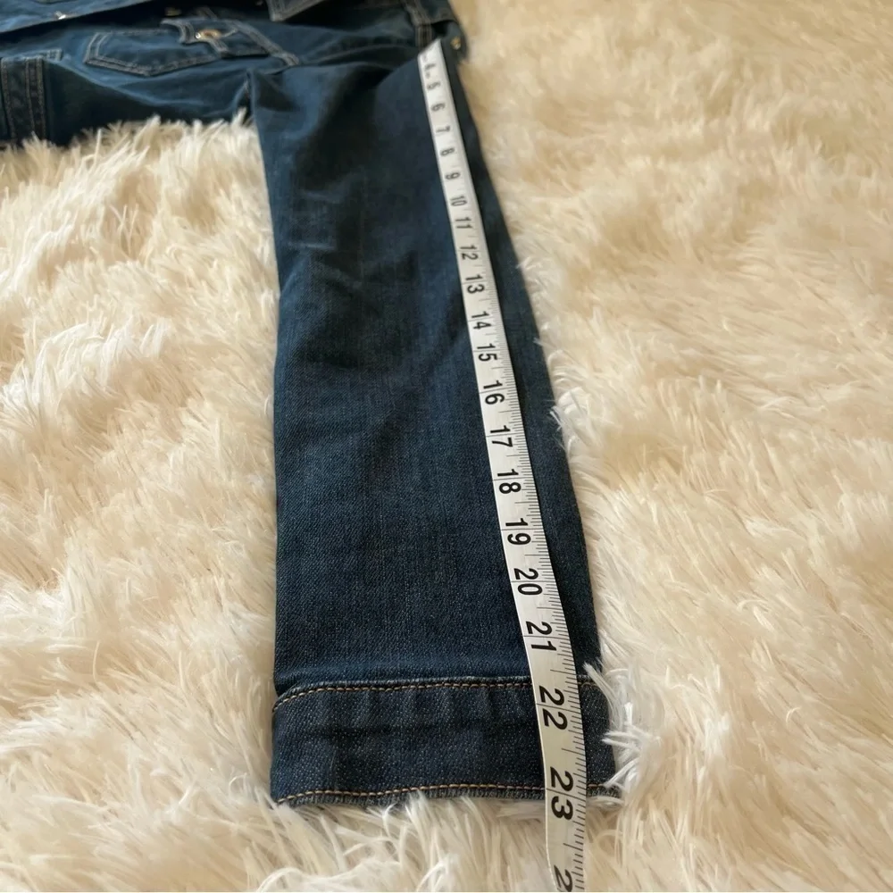 Levi's Ex Boyfriend Trucker Cowgirl Jean jacket denim dark blue Womens Small - Picture 10 of 11